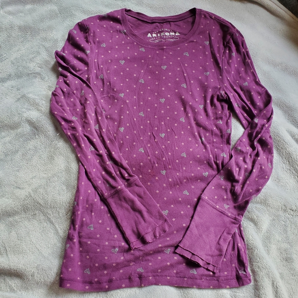 Arizona Jean Company Purple Polka Dot and hearts Top